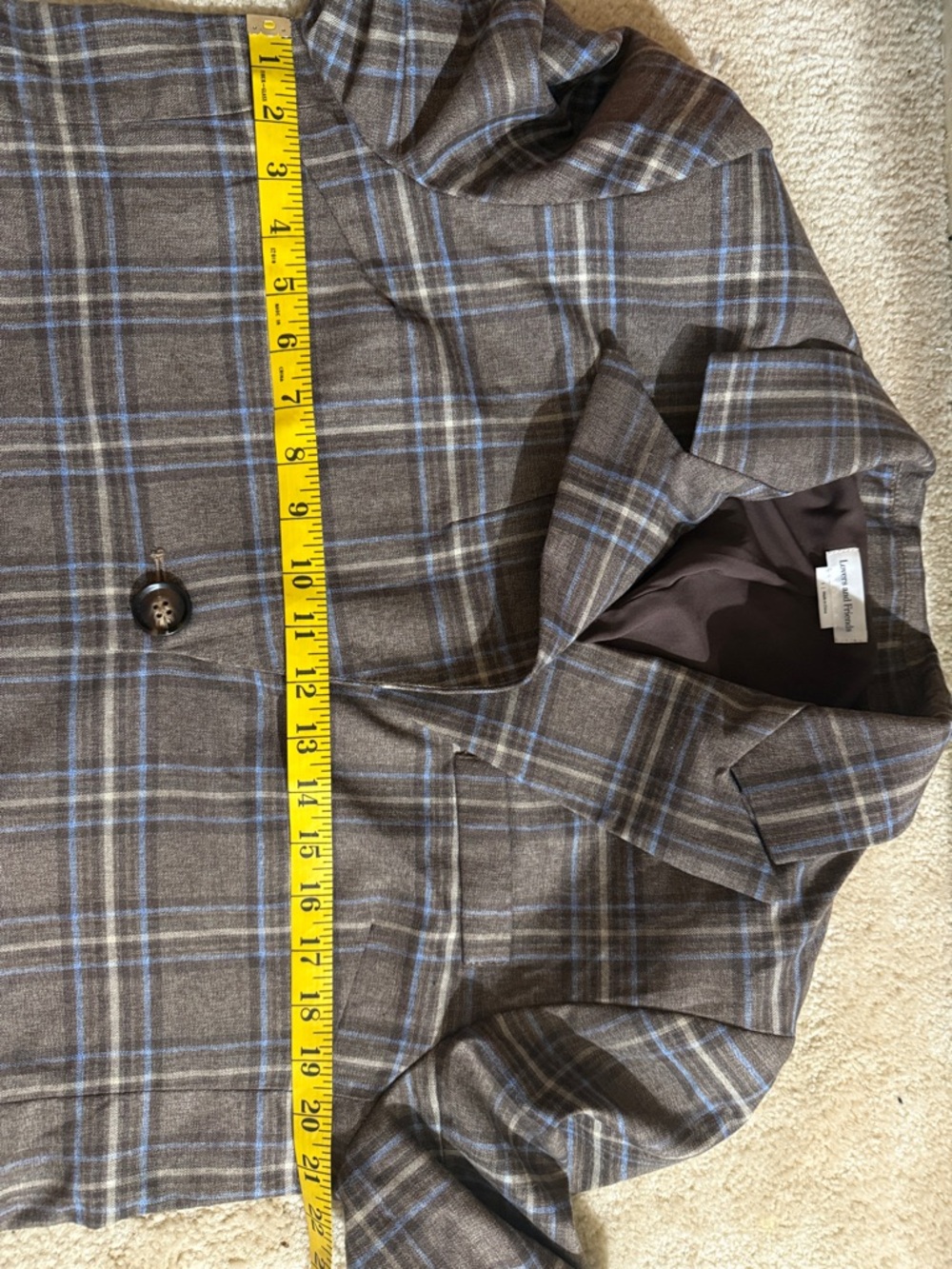 Lovers + Friends Plaid Brown/blue Oversized Blazer Jacket - Women's size small - Picture 12 of 16